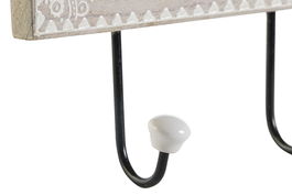 DKD Home Decor Perchero Pared Rk 22 Estilo Indio Folk Multicolor Blanco Mango y Cerámica 48.5 x 5 x 17.5 cm (2 Unidades)