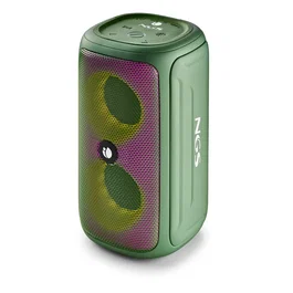 NGS Roller Beast Altavoz Bluetooth Portátil 32W, Verde, Impermeable IPX5, Bluetooth 5.0, TWS Stereo, Luces RGB, con USB-C, Radio FM y Correa