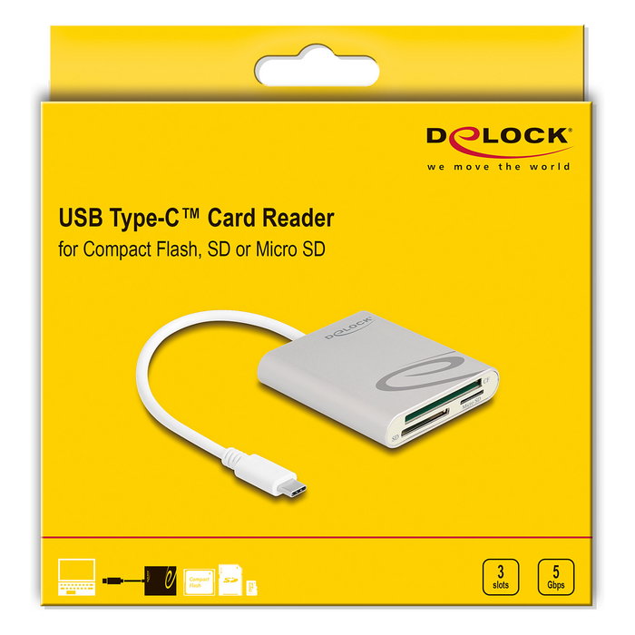 DeLOCK 91005 Lector de tarjetas USB Type-C™ para Compact Flash, SD o Micro SD Gris DeLOCK 91005 Lector de tarjetas USB Type-C™ para Compact Flash, SD o Micro SD Gris