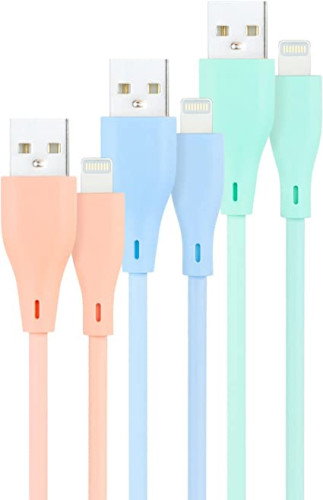Nanocable Pack de 3 Cables Lightning a USB 2.0 de 1 m, Colores Rosa, Azul y Verde