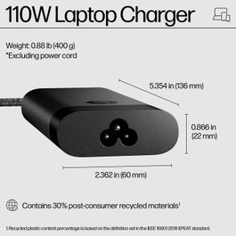 HP Cargador de Laptop 110W USB-C con Puerto USB-A