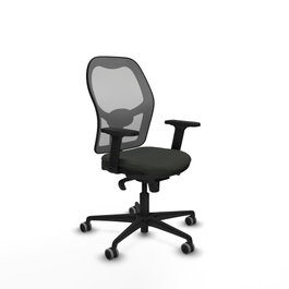 PIQUERAS Y CRESPO Silla de oficina Jorquera con mecanismo Sincro, Tela Negra y Malla Gris