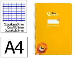 Liderpapel Cuaderno Espiral A4 Pautaguía Tapa Dura Amarillo