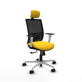 PIQUERAS Y CRESPO Silla de oficina Yunquera con mecanismo Sincro, Amarillo y Negro