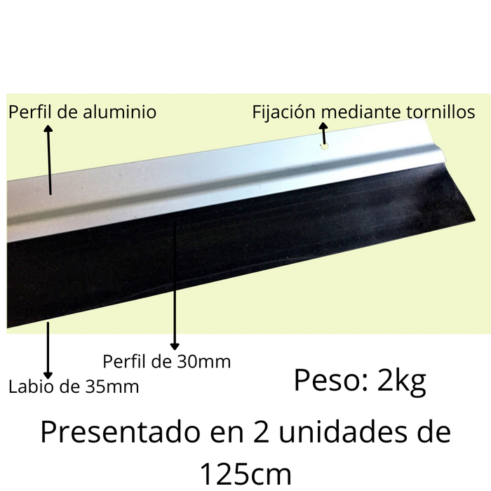 Burcasa Burlete de aluminio para garaje labio 250 (2x1,25m) plata Burcasa Burlete de aluminio para garaje labio 250 (2x1,25m) plata