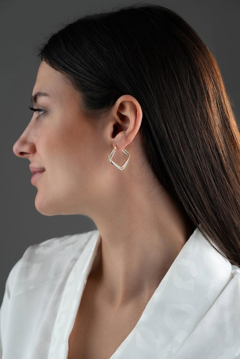 Heliophilia Silver Pendientes NRZ1000143 Plata de Ley con Oro y Rodio 2.5x2.6 cm Elegancia y Sofisticación para Cualquier Atuendo