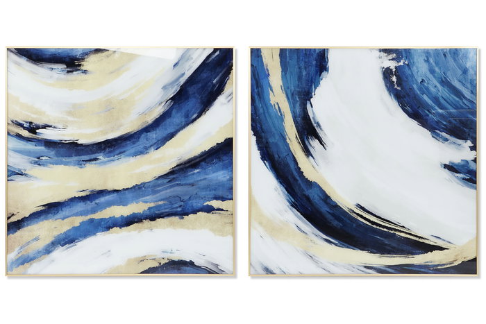 DKD Home Decor Cuadro Moderno Abstracto Cristal Aluminio Azul Blanco Dorado 100 x 100 x 2.5 cm (2 Unidades) DKD Home Decor Cuadro Moderno Abstracto Cristal Aluminio Azul Blanco Dorado 100 x 100 x 2.5 cm (2 Unidades)