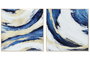 DKD Home Decor Cuadro Moderno Abstracto Cristal Aluminio Azul Blanco Dorado 100 x 100 x 2.5 cm (2 Unidades)
