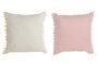 DKD Home Decor Cojín Algodón Flecos Surtido Rosa y Beige