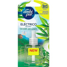 Ambipur Ambientador Eléctrico Recambio Japan Tatami 21.5 mL - Eliminador de Olores, Frescor Duradero