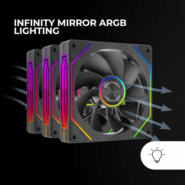 Mars Gaming Kit 3 Ventiladores MF-LINKFINITY 2R Negro 120mm ARGB