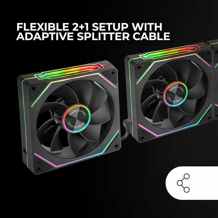 Mars Gaming Kit 3 Ventiladores MF-LINKFINITY 2R Negro 120mm ARGB