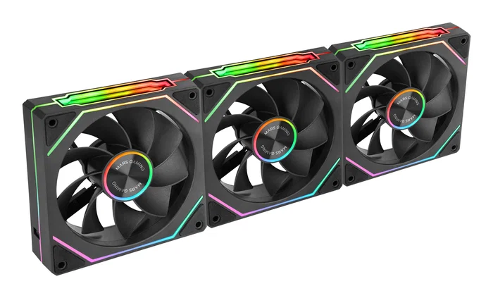 Mars Gaming MF-LINKFINITYKIT2R Kit de 3 Ventiladores ARGB de 120 mm Reversed para PC, Conexión Magnética LINKFINITY, Efecto Infinity Mirror, Control PWM, Negro