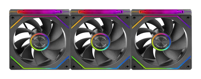 Mars Gaming MF-LINKFINITYKIT2R Kit de 3 Ventiladores ARGB de 120 mm Reversed para PC, Conexión Magnética LINKFINITY, Efecto Infinity Mirror, Control PWM, Negro