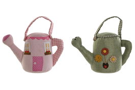 DKD Home Decor Sujetapuertas Rosa Verde Poliester Algodon 26 x 13 x 25 cm (2 Unidades)