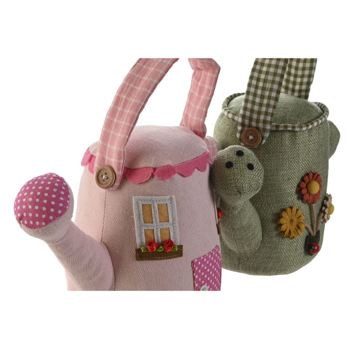 DKD Home Decor Sujetapuertas de Regadera Rosa y Verde 1,5 kg DKD Home Decor Sujetapuertas de Regadera Rosa y Verde 1,5 kg