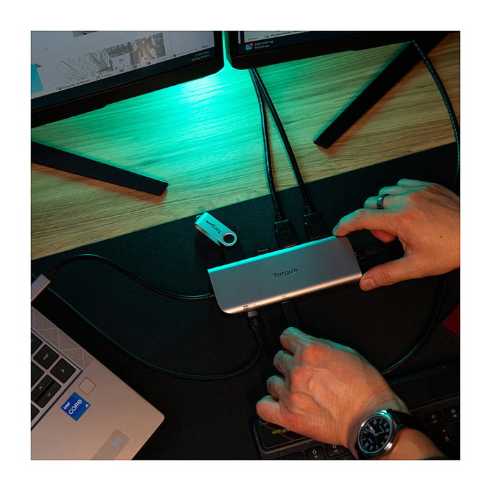 Targus DOCK427GL Docking Station USB-C Dual HDMI 4K 140W - 2 Puertos HDMI 2.0, Ethernet 1000 Mbit/s, USB 3.2 Gen 2, Compatible con Windows/Mac/Linux, Color Gris