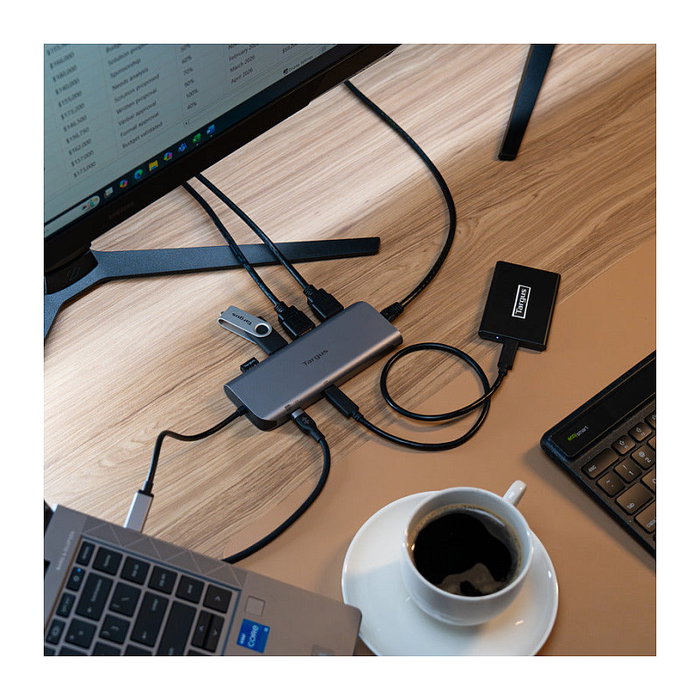 Targus DOCK427GL Docking Station USB-C Dual HDMI 4K 140W - 2 Puertos HDMI 2.0, Ethernet 1000 Mbit/s, USB 3.2 Gen 2, Compatible con Windows/Mac/Linux, Color Gris