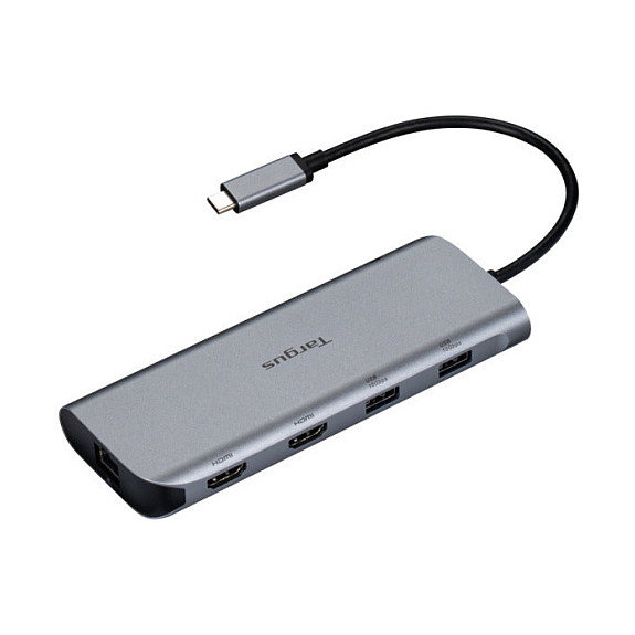 Targus DOCK427GL Docking Station USB-C Dual HDMI 4K 140W - 2 Puertos HDMI 2.0, Ethernet 1000 Mbit/s, USB 3.2 Gen 2, Compatible con Windows/Mac/Linux, Color Gris