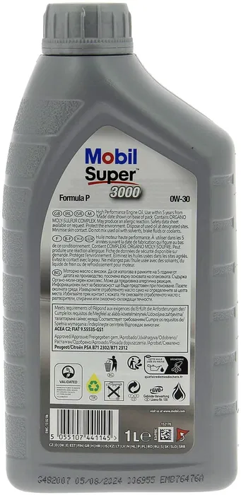 Mobil S3000 Formula-P Aceite de Motor Sintético 0W30 - 1 L