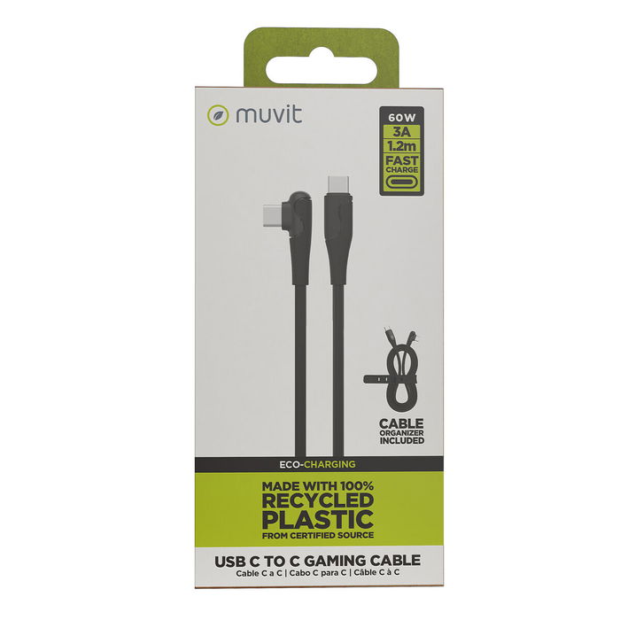 muvit for change cable Tipo C a Tipo C 3A/60W 1.2m gaming negro muvit for change cable Tipo C a Tipo C 3A/60W 1.2m gaming negro