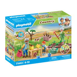 PLAYMOBIL Juego de Rol Granja Huerto Con Abuelos Country 71443, Figuras con Animales y Accesorios, Material Sostenible, +4 Años