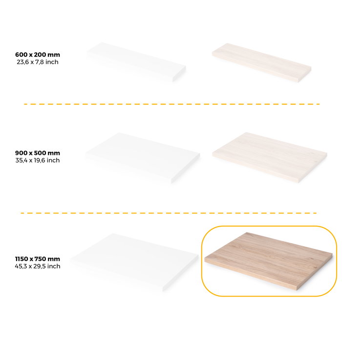 Emuca Tablero para mesa, 1150x750mm, espesor 30mm, Madera, Efecto roble