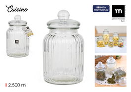 La Mediterranea Tarro Vidrio Cuisine 2500 ml 14x14x25.5 cm (6 Unidades)