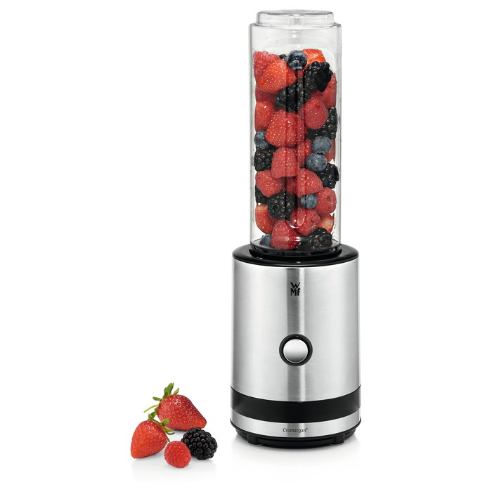 WMF KITCHENminis Smoothie-to-go Batidora de Vaso Portátil 0416500011, para Batidos, Picahielos, 300W, Acero Inoxidable, Capacidad 0.6L