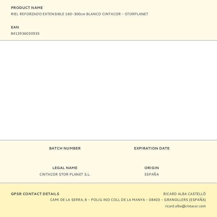 Cintacor Riel Reforzado Extensible Blanco 160-300 cm