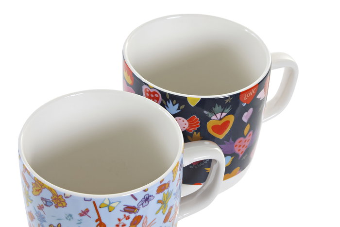 DKD Home Decor Taza Sunny Paisley Shabby Porcelana Multicolor 8.5 x 10 x 12 cm (12 Unidades)