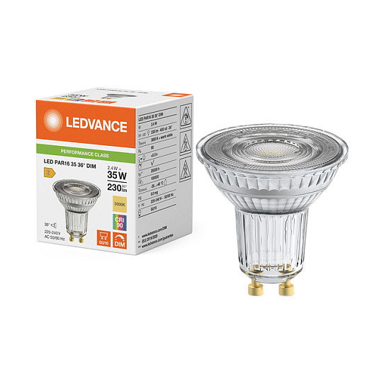 OSRAM PAR16 35 36° DIM P 2.4W 930 GU10 Bombilla LED Regulable Blanco Cálido 230lm 3000K 51W Equivalente