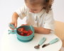 KioKids Set de Cubiertos Infantiles de Acero Inoxidable y Silicona Verde Salvia | Colección Little Sauvages | Recomendado +6 Meses