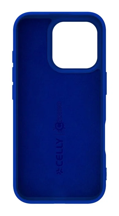 Celly CROMO1079BL Funda para iPhone 16 Pro, Azul, Resistente a Golpes y Rayones, Microfibra y TPU
