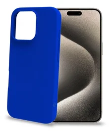 Celly CROMO1079BL Funda para iPhone 16 Pro, Azul, Resistente a Golpes y Rayones, Microfibra y TPU