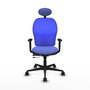 PIQUERAS Y CRESPO Silla de oficina Jorquera con mecanismo Sincro/Traslack, Azul claro y Azul, con soporte lumbar y cabecero fijo