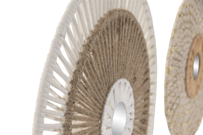 DKD Home Decor Set de 5 Decoraciones de Pared de Algodón y Metal