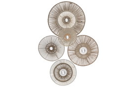 DKD Home Decor Set de 5 Decoraciones de Pared de Algodón y Metal