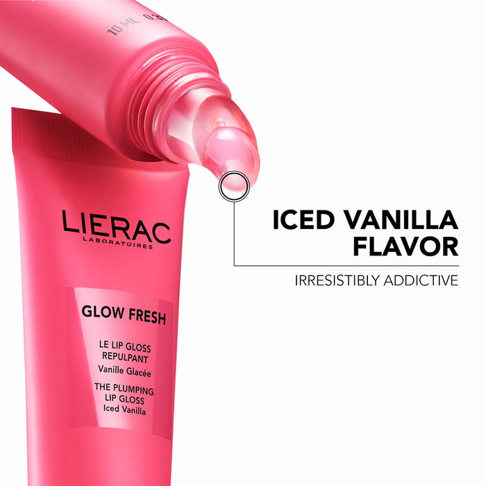 Lierac GLOW FRESH Brillo de Labios Repulpante con Acido Hialuronico, Extracto de Tulipan y Aceite de Macadamia, Sabor Vainilla Helada - 10 ml