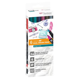 Rotulador Tombow Doble Punta Pincel Colores Vintage Estuche De 6