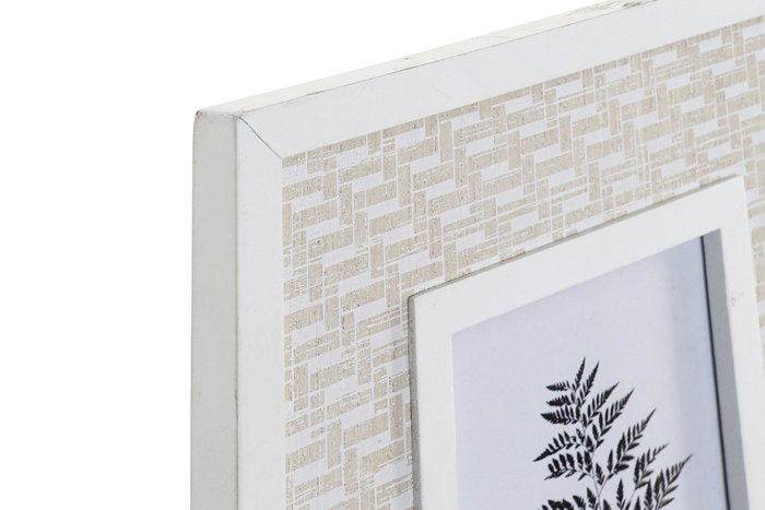 DKD Home Decor Marco Foto 21.5x1.8x26.5 cm Blanco y Beige Madera y Cristal Colección Boho Glam (4 Unidades)