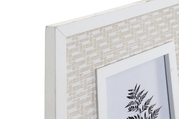 DKD Home Decor Marco de Fotos Madera y Cristal Boho Glam Blanco y Beige