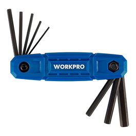 Workpro Juego de 8 Llaves Allen Plegables Mango Reforzado, Cr-V, Métrico (1.5-8 mm) - Acero Cromo-Vanadio Templado y Revenido