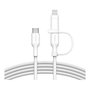Belkin CAC003hq1.5MWH BOOST CHARGE Pro - Cable USB-C a USB-C/Lightning 2 en 1, 1.5 m, 60 W, Blanco, Carga Rápida para iPhone, iPad, Galaxy, MacBook
