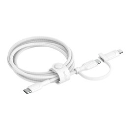 Belkin CAC003hq1.5MWH BOOST CHARGE Pro - Cable USB-C a USB-C/Lightning 2 en 1, 1.5 m, 60 W, Blanco, Carga Rápida para iPhone, iPad, Galaxy, MacBook