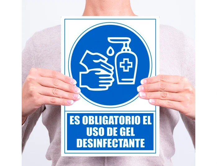 ARCHIVO 2000 Señal Obligatorio el uso de gel desinfectante Azul