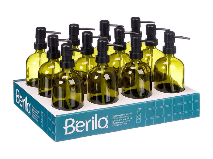Berilo Dosificador Cristal Redondo Verde 500 ml Vidrio y Plástico 9 x 21,5 x 7,5 cm (Set de 12) Berilo Dosificador Cristal Redondo Verde 500 ml Vidrio y Plástico 9 x 21,5 x 7,5 cm (Set de 12)