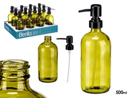 Berilo Dosificador Cristal Redondo Verde 500 ml Vidrio y Plástico 9 x 21,5 x 7,5 cm (Set de 12)