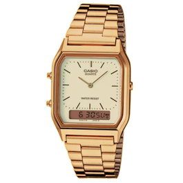 Casio AQ-230GA-9D Reloj Unisex Rosa con Esfera Dorada