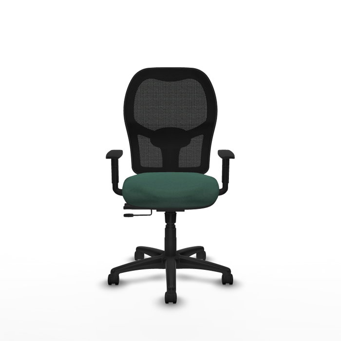 Silla de oficina Alocén con mecanismo Sincro/Traslack tapizada con Tela color Verde botella y malla color Negro. Equipada con lumbar 1D, Brazos 1D y Ruedas de nailon 50 mm Silla de oficina Alocén con mecanismo Sincro/Traslack tapizada con Tela color Verde botella y malla color Negro. Equipada con lumbar 1D, Brazos 1D y Ruedas de nailon 50 mm